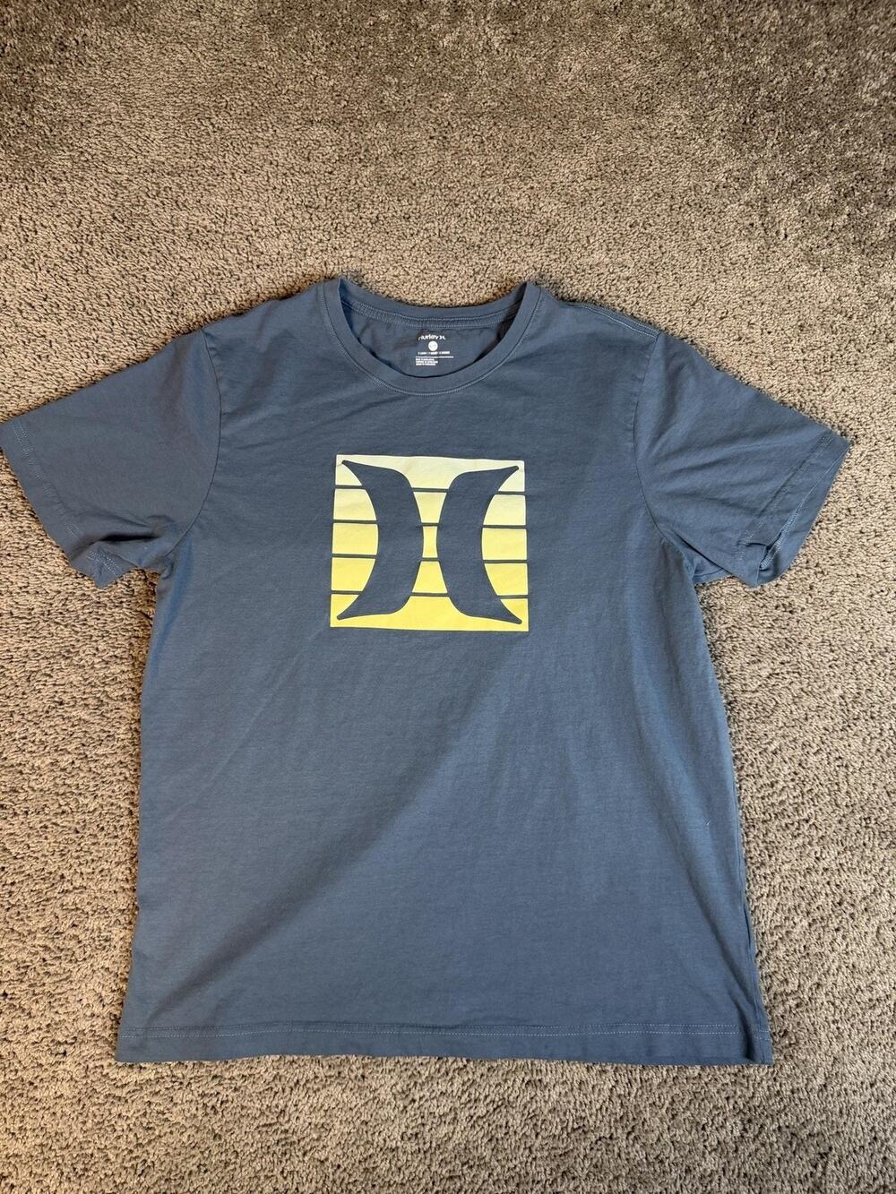 Hurley Shirt Mens XL Blue Logo Graphic Crew Neck Tagless Cotton Jersey